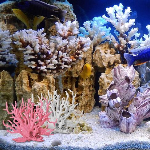 2 Pack Artificial Coral Reef Decor for Aquarium Pink and White Fish Tank Decorations for Landscaping Cute Plastic Ornaments for Terrarium in Saudi Arabia