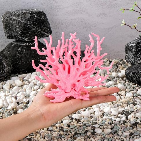 2 Pack Artificial Coral Reef Decor for Aquarium Pink and White Fish Tank Decorations for Landscaping Cute Plastic Ornaments for Terrarium in Saudi Arabia