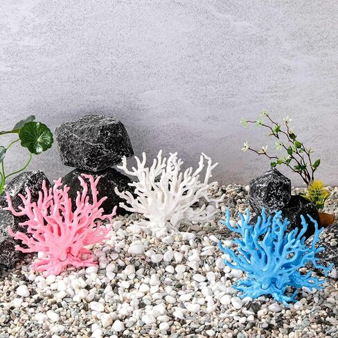2 Pack Artificial Coral Reef Decor for Aquarium Pink and White Fish Tank Decorations for Landscaping Cute Plastic Ornaments for Terrarium in Saudi Arabia