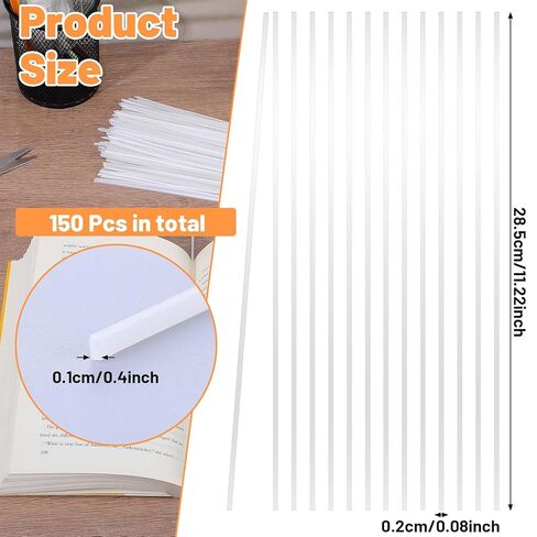 150PCS Thermal Binding Strips, 11.2 Inch Hot Melt Resin Glue Strips, 1mm Thick White Adhesive Tape for Book Binding Repair Machine, Document Fixing Craft Projects in Saudi Arabia