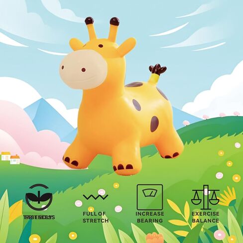 Bouncy Inflatable Giraffe Horse - Bouncy Pals Hopping Toy with Pump for Ages 1-8 Years - Ideal Children's Gift and Birthday Present in Saudi Arabia