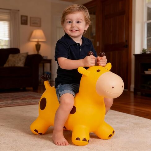Bouncy Inflatable Giraffe Horse - Bouncy Pals Hopping Toy with Pump for Ages 1-8 Years - Ideal Children's Gift and Birthday Present in Saudi Arabia