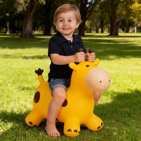 Bouncy Inflatable Giraffe Horse - Bouncy Pals Hopping Toy with Pump for Ages 1-8 Years - Ideal Children's Gift and Birthday Present in Saudi Arabia