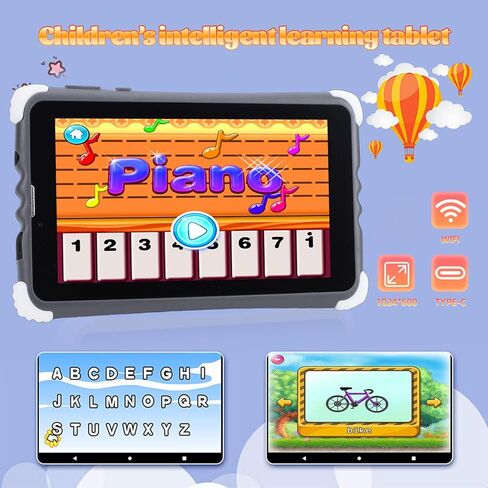 تابلت Brrnoo Kids التعليمي مقاس 7 بوصات للتحكم الأبوي وذاكرة تخزين داخلية سعة 128 جيجابايت ومساحة تخزين قابلة للتوسيع وكاميرا مزدوجة مضادة للصدمات للأطفال للتعلم والترفيه in Kuwait