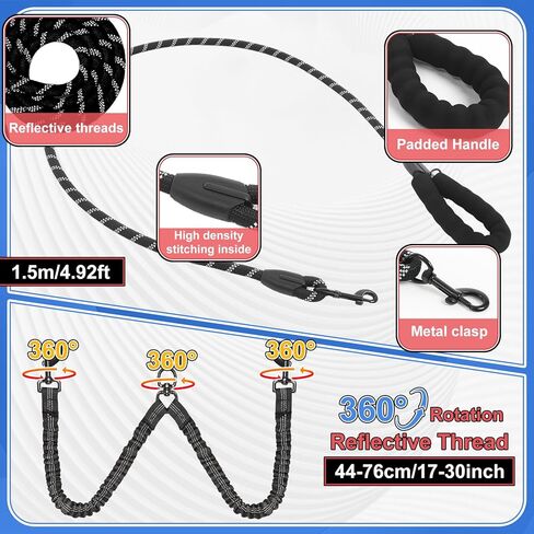 3 Pcs Double Dog Leash No Pull Dog Harness 360° Swivel No Tangle Vest Adjustable Dual Leash Reflective Vest Harness Walking Training Lead for Two Dogs, Small Medium Dogs, 25-150 Lbs in Kuwait
