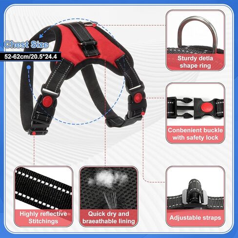 3 Pcs Double Dog Leash No Pull Dog Harness 360° Swivel No Tangle Vest Adjustable Dual Leash Reflective Vest Harness Walking Training Lead for Two Dogs, Small Medium Dogs, 25-150 Lbs in Kuwait