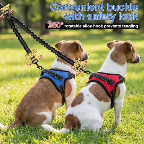 3 Pcs Double Dog Leash No Pull Dog Harness 360° Swivel No Tangle Vest Adjustable Dual Leash Reflective Vest Harness Walking Training Lead for Two Dogs, Small Medium Dogs, 25-150 Lbs in Kuwait