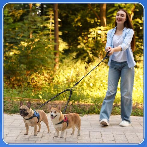 3 Pcs Double Dog Leash No Pull Dog Harness 360° Swivel No Tangle Vest Adjustable Dual Leash Reflective Vest Harness Walking Training Lead for Two Dogs, Small Medium Dogs, 25-150 Lbs in Kuwait