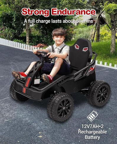 Garvee 24V Kids Power 4 Wheels، 200W 4x4 Ride On Toy للأطفال الكبار، عربة الذهاب الكهربائية، مقعد 16 بوصة قابل للتعديل، 4 ممتصات للصدمات، عجلات مقاومة للاهتراء، موسيقى، 4 عجلات ATV للأولاد والبنات in Kuwait