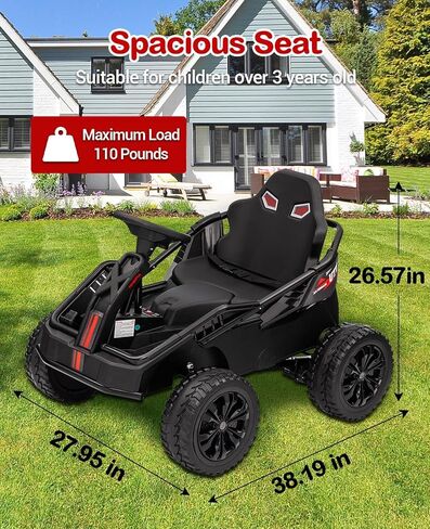 Garvee 24V Kids Power 4 Wheels، 200W 4x4 Ride On Toy للأطفال الكبار، عربة الذهاب الكهربائية، مقعد 16 بوصة قابل للتعديل، 4 ممتصات للصدمات، عجلات مقاومة للاهتراء، موسيقى، 4 عجلات ATV للأولاد والبنات in Kuwait