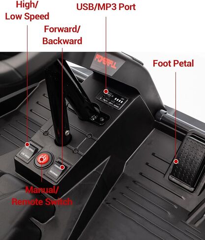 Garvee 24V Kids Power 4 Wheels، 200W 4x4 Ride On Toy للأطفال الكبار، عربة الذهاب الكهربائية، مقعد 16 بوصة قابل للتعديل، 4 ممتصات للصدمات، عجلات مقاومة للاهتراء، موسيقى، 4 عجلات ATV للأولاد والبنات in Kuwait