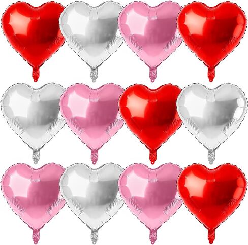 12 Pcs Rose Gold and Red Heart Foil Balloons for Valentines Day Decorations,18 Inch Romantic Love Valentine Heart Balloons for Valentines Day Wedding Marriage Birthday Bridal Shower Party Decorations in Saudi Arabia