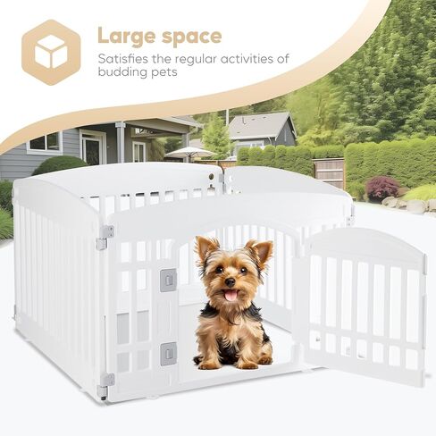 Simple Deluxe 24" 4-Panel Dog Playpen, Durable Pet Playpen with Secure Locking Door for Puppies & Small/Medium Dogs, Portable & Foldable Pet Fence, White in Saudi Arabia