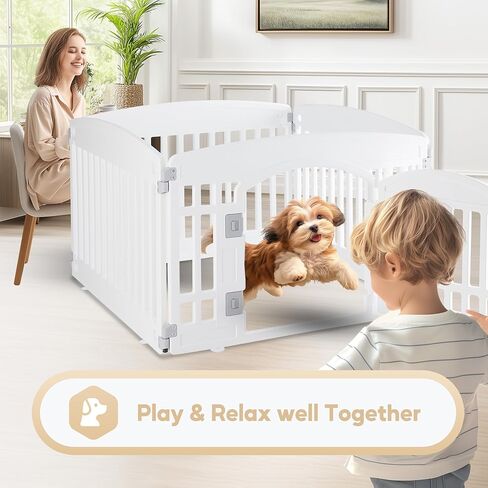 Simple Deluxe 24" 4-Panel Dog Playpen, Durable Pet Playpen with Secure Locking Door for Puppies & Small/Medium Dogs, Portable & Foldable Pet Fence, White in Saudi Arabia