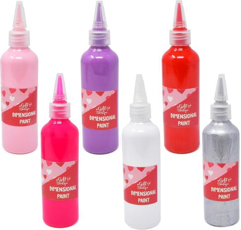Gift Boutique Dimensional Puff Paint Set for Valentine’s Day, 6 Acrylic Colors with Fine Tips for 3D Crafts, Fabric & Decor in Saudi Arabia