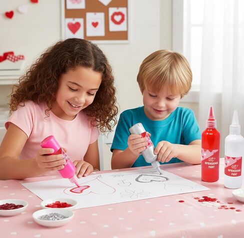 Gift Boutique Dimensional Puff Paint Set for Valentine’s Day, 6 Acrylic Colors with Fine Tips for 3D Crafts, Fabric & Decor in Saudi Arabia