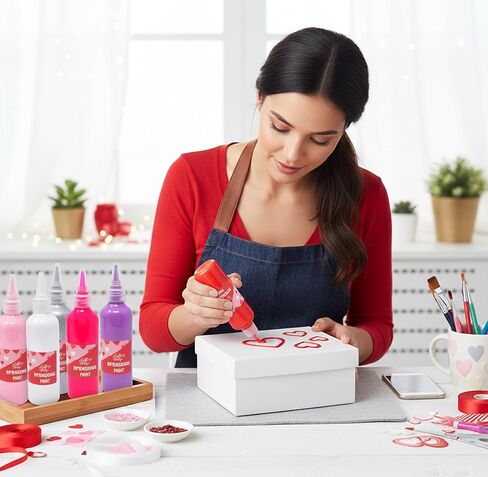 Gift Boutique Dimensional Puff Paint Set for Valentine’s Day, 6 Acrylic Colors with Fine Tips for 3D Crafts, Fabric & Decor in Saudi Arabia
