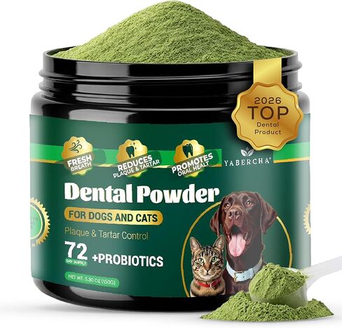 Dog Dental Powder, Dog Teeth Natural Cleaning Powder, Dogs Breath Freshener, Enzymes & Probiotic with Plaque and Tartar Off, Pets Tooth Cleaning 150g/5.3 oz in Saudi Arabia