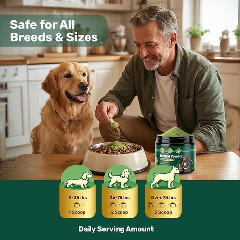 Dog Dental Powder, Dog Teeth Natural Cleaning Powder, Dogs Breath Freshener, Enzymes & Probiotic with Plaque and Tartar Off, Pets Tooth Cleaning 150g/5.3 oz in Saudi Arabia