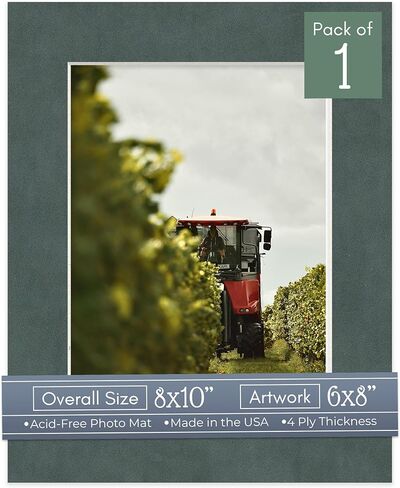CountryArtHouse Textured Black Acid Free 8x10 Picture Frame Mats with White Core Bevel Cut for 6x8 Pictures - Fits 8x10 Frame - Pack of 10 Mats in Saudi Arabia