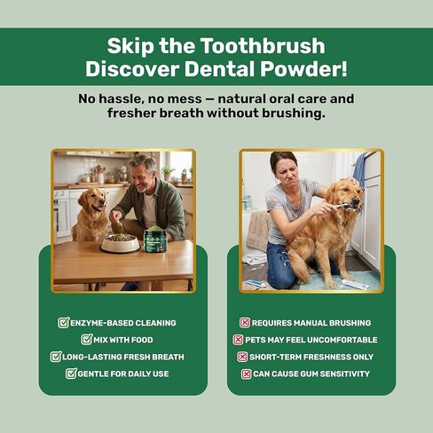 Dog Dental Powder, Dog Teeth Natural Cleaning Powder, Dogs Breath Freshener, Enzymes & Probiotic with Plaque and Tartar Off, Pets Tooth Cleaning 150g/5.3 oz in Saudi Arabia