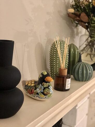 CERAMICHE D'ARTE PARRINI - تمثال حيوان من السيراميك الإيطالي على شكل حيوان بطة فخارية مرسومة يدويًا ومزخرف باللون الأسود صنع في إيطاليا توسكان in Saudi Arabia