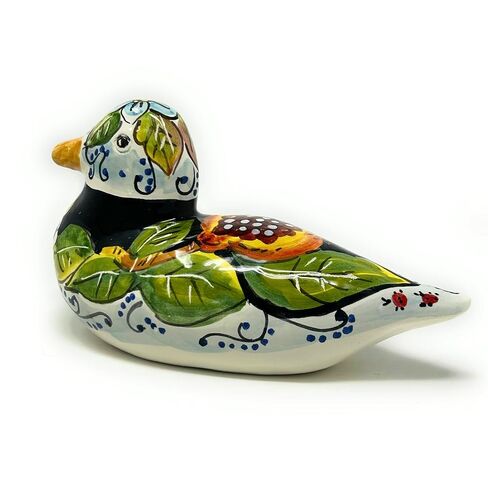 CERAMICHE D'ARTE PARRINI - تمثال حيوان من السيراميك الإيطالي على شكل حيوان بطة فخارية مرسومة يدويًا ومزخرف باللون الأسود صنع في إيطاليا توسكان in Saudi Arabia