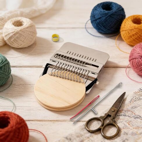 مجموعة رقعة Dapeds Knit - نول صانع الرقعة للمبتدئين - مجموعات إصلاح الحياكة الصغيرة تلوح في الأفق لإصلاح الأقمشة والمشروعات اليدوية مع 10 قطع إبر عين كبيرة و36 لونًا (14 خطافًا) in Kuwait