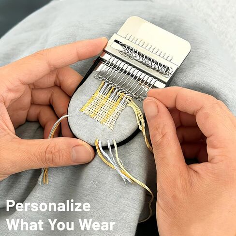مجموعة رقعة Dapeds Knit - نول صانع الرقعة للمبتدئين - مجموعات إصلاح الحياكة الصغيرة تلوح في الأفق لإصلاح الأقمشة والمشروعات اليدوية مع 10 قطع إبر عين كبيرة و36 لونًا (14 خطافًا) in Kuwait