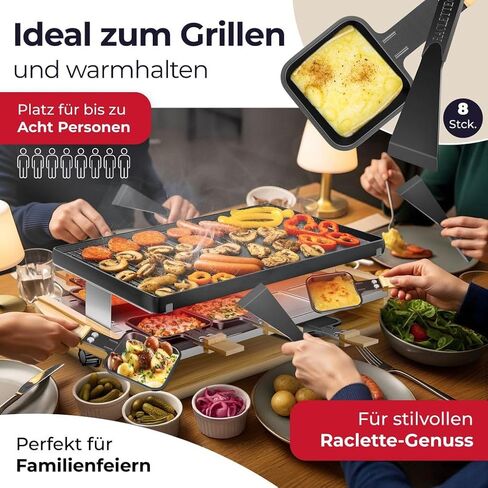 KESSER Raclette Grill with Natural Stone, Table Grill Plate for 8 People, Electric Raclette Grill with Non-Stick Plate, 8 Pots and Wooden Spatula 1200W in Saudi Arabia