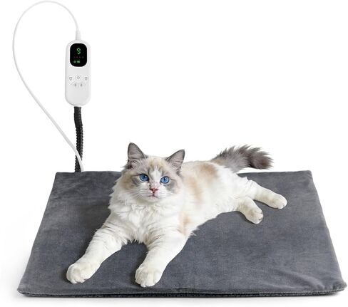 MECHEER Heated Cat Bed - 9 Adjustable Temperature Cat Heating Pad Indoor with Timer Options Chew-Resistant Cord Pet Heating Pad for Cats & Dogs Puppy 18x18 Inch in Saudi Arabia
