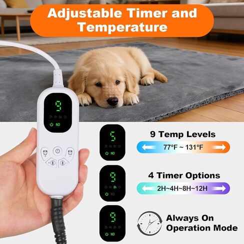 MECHEER Heated Cat Bed - 9 Adjustable Temperature Cat Heating Pad Indoor with Timer Options Chew-Resistant Cord Pet Heating Pad for Cats & Dogs Puppy 18x18 Inch in Saudi Arabia