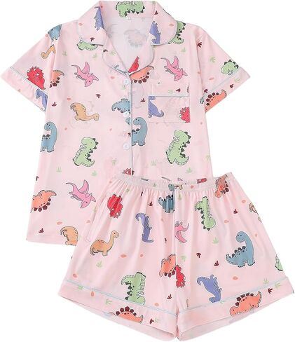 Women's 2 قطعة Pajama مجموعة الرسوم البيانية الزر القصير الأكمام أسفل القميص والسروال طباعة مجموعات ملابس النوم in Saudi Arabia