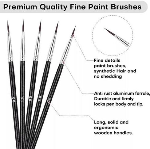 100pc Very Small Paint Brushes Fine Tip for Nail Art Model Craft Painting Black in Saudi Arabia