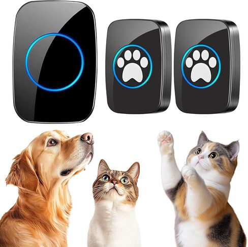 Edge Touch Dog Bell – Blk Long-Range Wireless Dog Door Bell 1000ft with LED, Waterproof Dog Buttons & Dog Clicker for Communication, Durable Bells for Dog Training to Go Outside(1 Bell & 1 Chime) in Kuwait