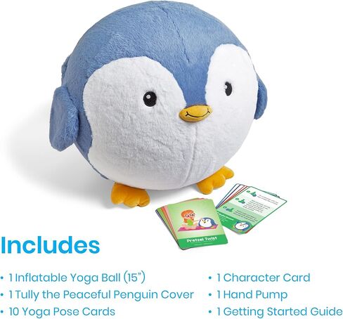 hand2mind Penguin BubblePlush Yoga Ball Buddy، كرة اليوغا للأطفال، ركن مهدئ للعناصر، معدات تمارين الأطفال، ألعاب العلاج المهني، الألعاب الحسية، اللعب النشط للأعمار من 3 سنوات فما فوق in Kuwait