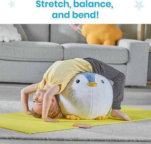 hand2mind Penguin BubblePlush Yoga Ball Buddy، كرة اليوغا للأطفال، ركن مهدئ للعناصر، معدات تمارين الأطفال، ألعاب العلاج المهني، الألعاب الحسية، اللعب النشط للأعمار من 3 سنوات فما فوق in Kuwait