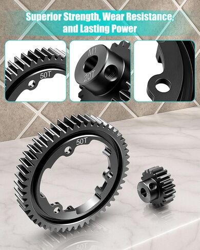 50T M1.0 ترس من الفولاذ المقوى مع ترس ترس محرك 20T متوافق مع Traxxas 1/5 X-Maxx 1/7 XO-1 1/10 Maxx 1/10 E-REVO 2.0 VXL، قطع غيار سيارات RC Hot Racing Spur Gear in Kuwait
