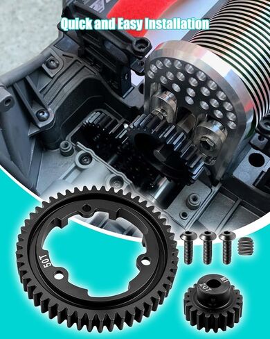 50T M1.0 ترس من الفولاذ المقوى مع ترس ترس محرك 20T متوافق مع Traxxas 1/5 X-Maxx 1/7 XO-1 1/10 Maxx 1/10 E-REVO 2.0 VXL، قطع غيار سيارات RC Hot Racing Spur Gear in Kuwait