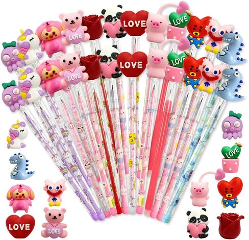 24 Pcs Valentine's Day Pencils Bulk Multi Point Push Pencils with for Valentine's Day in Saudi Arabia
