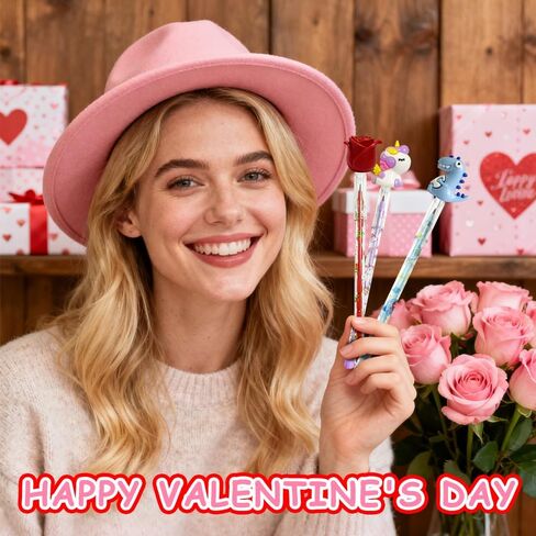 24 Pcs Valentine's Day Pencils Bulk Multi Point Push Pencils with for Valentine's Day in Saudi Arabia