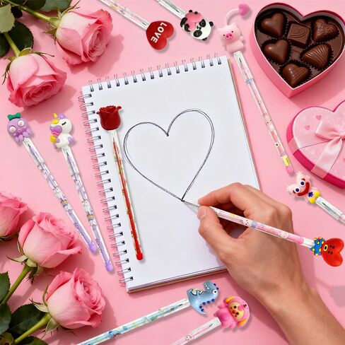 24 Pcs Valentine's Day Pencils Bulk Multi Point Push Pencils with for Valentine's Day in Saudi Arabia