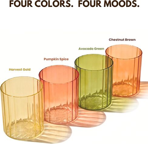 Aesthetic Drinking Glasses Set of 4-14oz Borosilicate Glass Cups for Iced Coffee, Iced Tea, Matcha Drinks, Cute Water Glasses Set for House Warming, Cafe Moments, Heat-resistant in Saudi Arabia