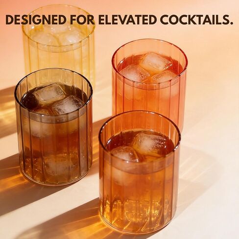 Aesthetic Drinking Glasses Set of 4-14oz Borosilicate Glass Cups for Iced Coffee, Iced Tea, Matcha Drinks, Cute Water Glasses Set for House Warming, Cafe Moments, Heat-resistant in Saudi Arabia