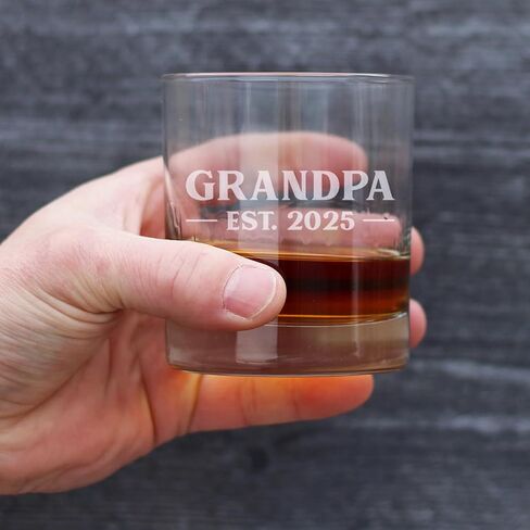 Custom Grandpa Est 20XX - هدية زجاجية مخصصة لصخور الويسكي الجديدة للأجداد لأول مرة - نظارات جريئة 10.25 أونصة in Saudi Arabia