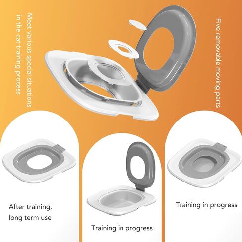 Cat Toilet Training Seat, Urinal Seat Potty for Pet, Reusable Cat Toilet Trainer, 37 x 40 cm Removable Pet Toilet Training System, Cat Toilet Litter Tray Toilet Trainer (Gray) in Saudi Arabia