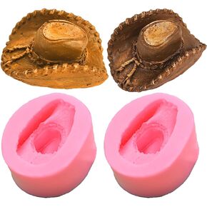 Wehous 2PCS Cowboy Hat Silicone Mold 3D Silicone Mold Cowboy Hat Fondant Chocolate Cake Decoration Mold Cool Resin Candle Mold Soap Candle Making Kit Epoxy Casting Clay Resin Craft Mould