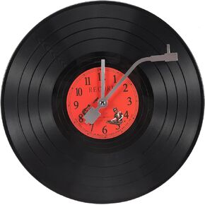 ZOYPAR Musical Black Vinyl Record Wall Clock Battery Operated Music Room Decor Decoration Art Hanging Clocks- 11.81inch