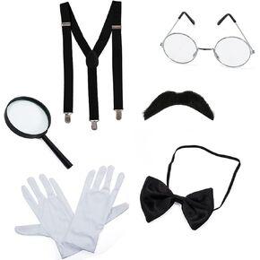 Tigerdoe Detective Costume - 7 Pc Costume Accessories - Spy Kit - Spy Costume - Secret Agent Costume