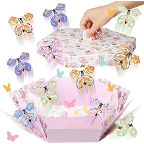 Auidy_6TXD Butterfly Explosion Gift Box, Flying Butterfly Surprise Gift Box 5.7x5.7x5.5 inches, DIY Exploding Surprise Flying Butterfly Gift Box for Gift, Birthday, Wedding, Party, Anniversary